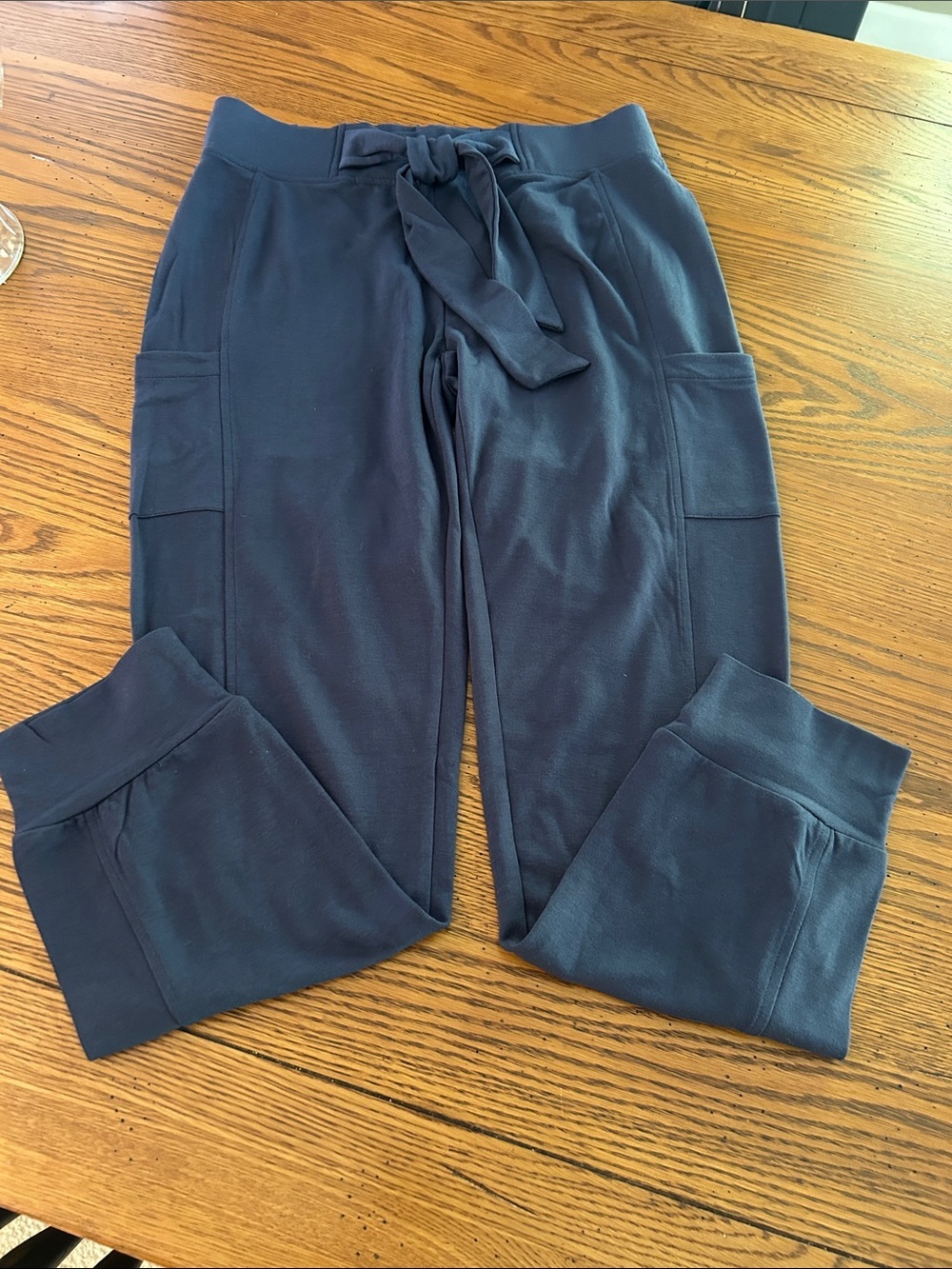 Weatherproof Navy Tie-Front Jogger Pants/9